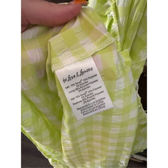 NWT For Love & Lemons Maureen Green & White Gingham Midi Dress Size Small - Picture 11 of 11